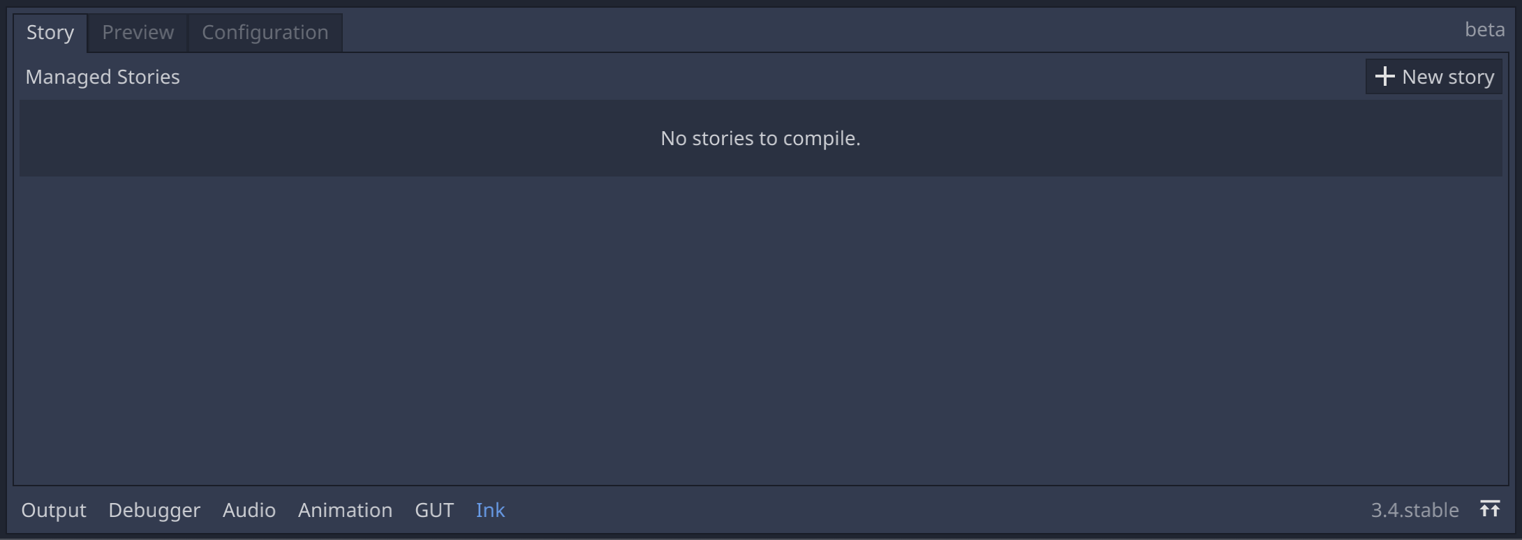 Story tab with no stories registered.