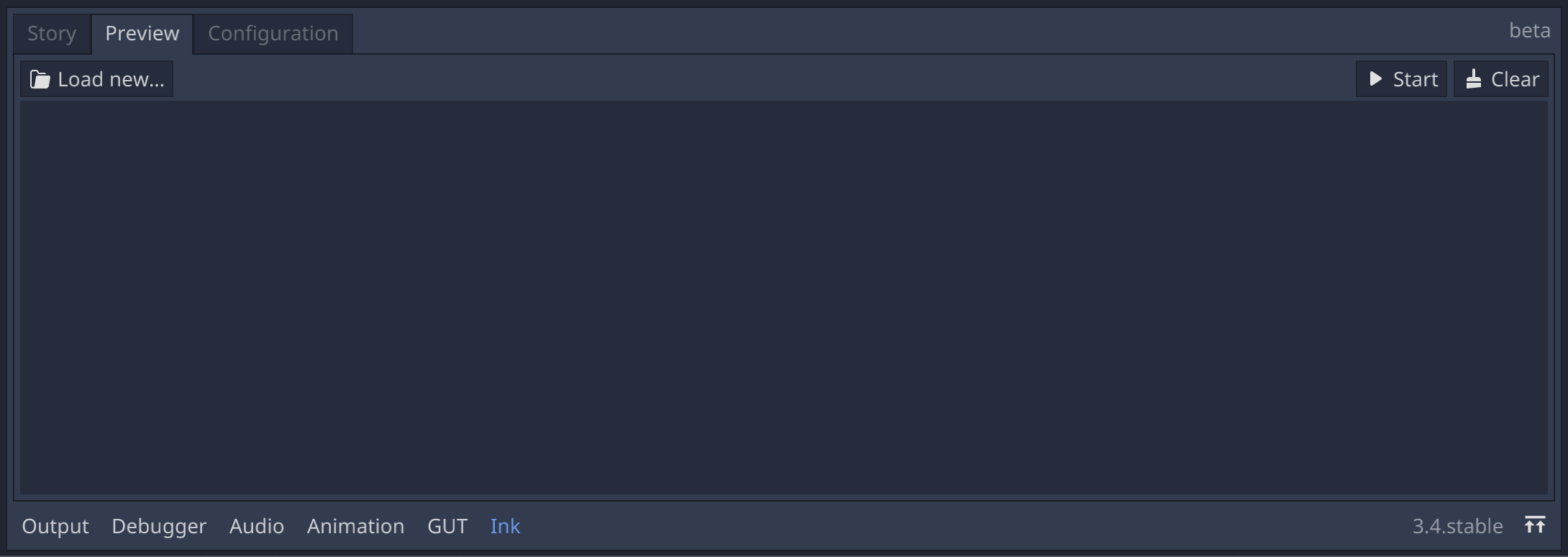 Preview tab, with no stories registered.